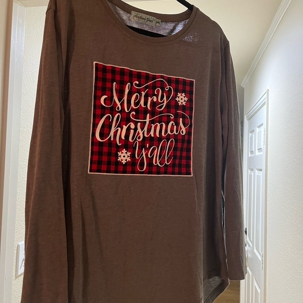 Grey Long Sleeve Christmas Shirt